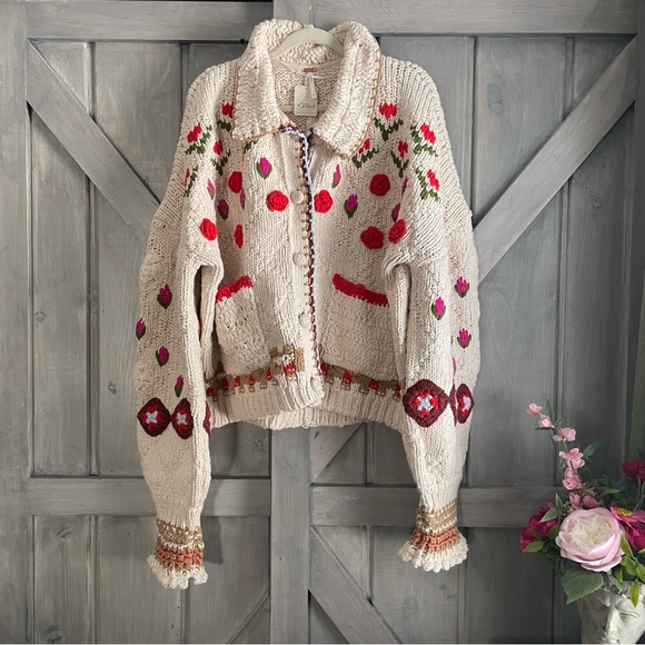 Free People Rosebud Cardi Size Medium NWT with defects $298 - Picture 2 of 16